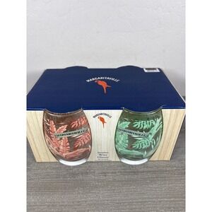 Margaritaville Stemless Wine Glasses Set of 4 Tropical Palm Leaf 20oz New